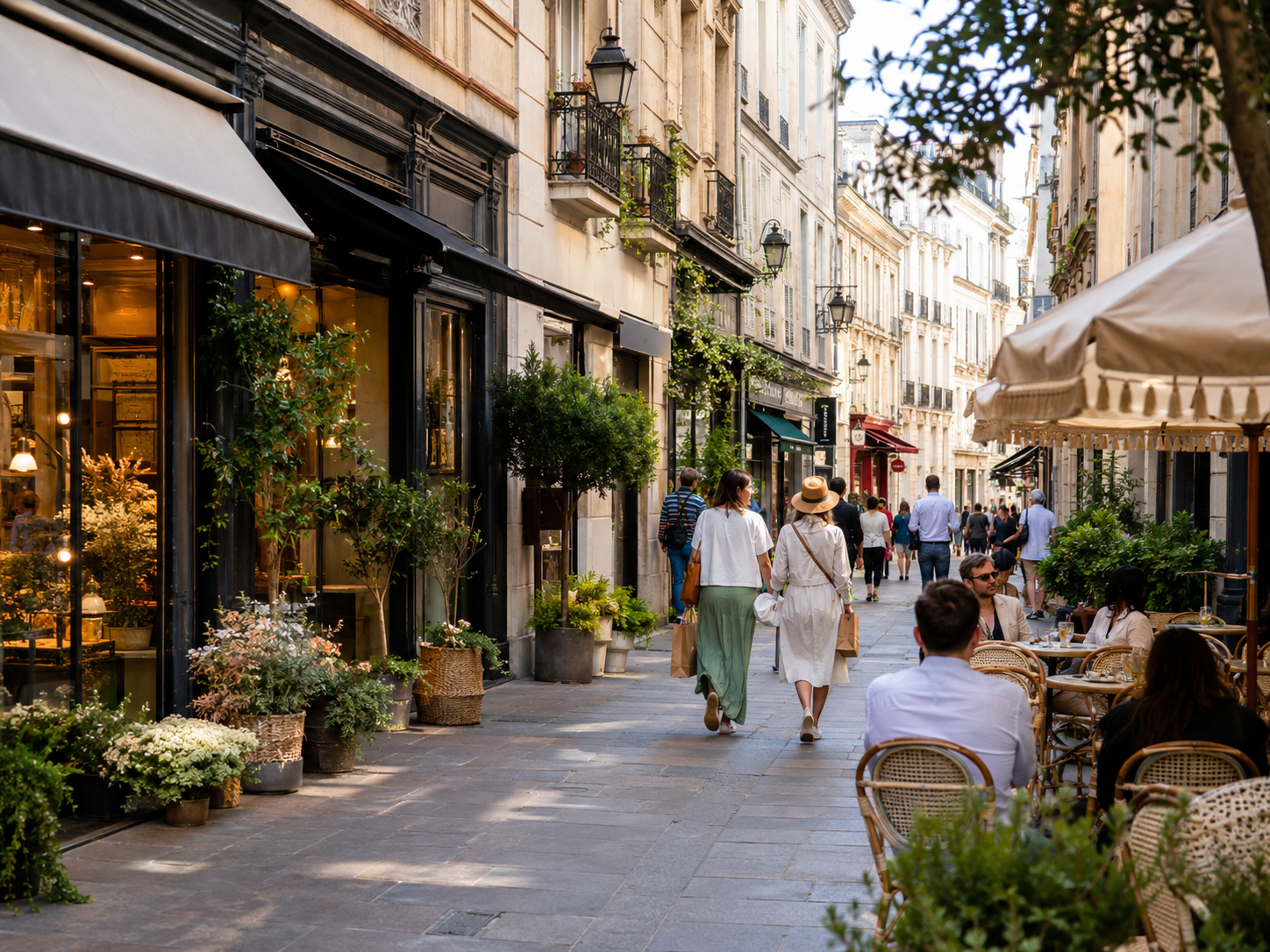 Rue commerçante animée